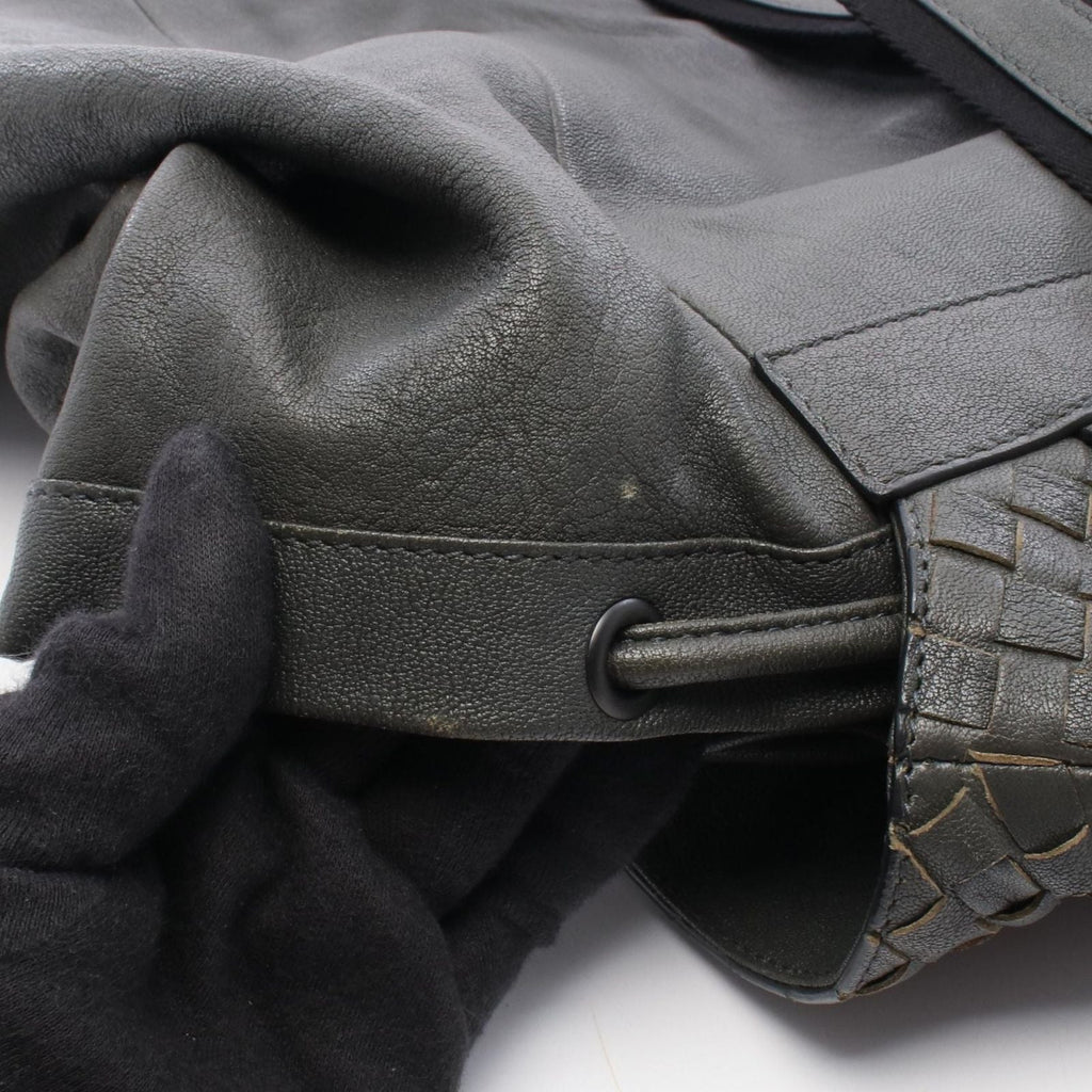 Bottega Veneta Backpack Intrecciato Gray Blue Leather