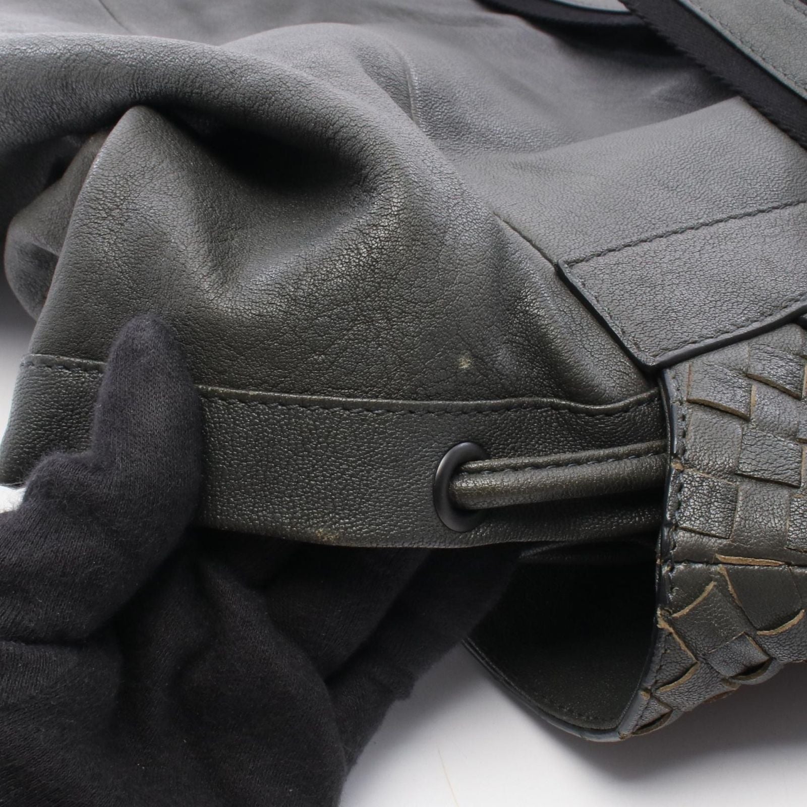 Bottega Veneta Backpack Intrecciato Gray Blue Leather