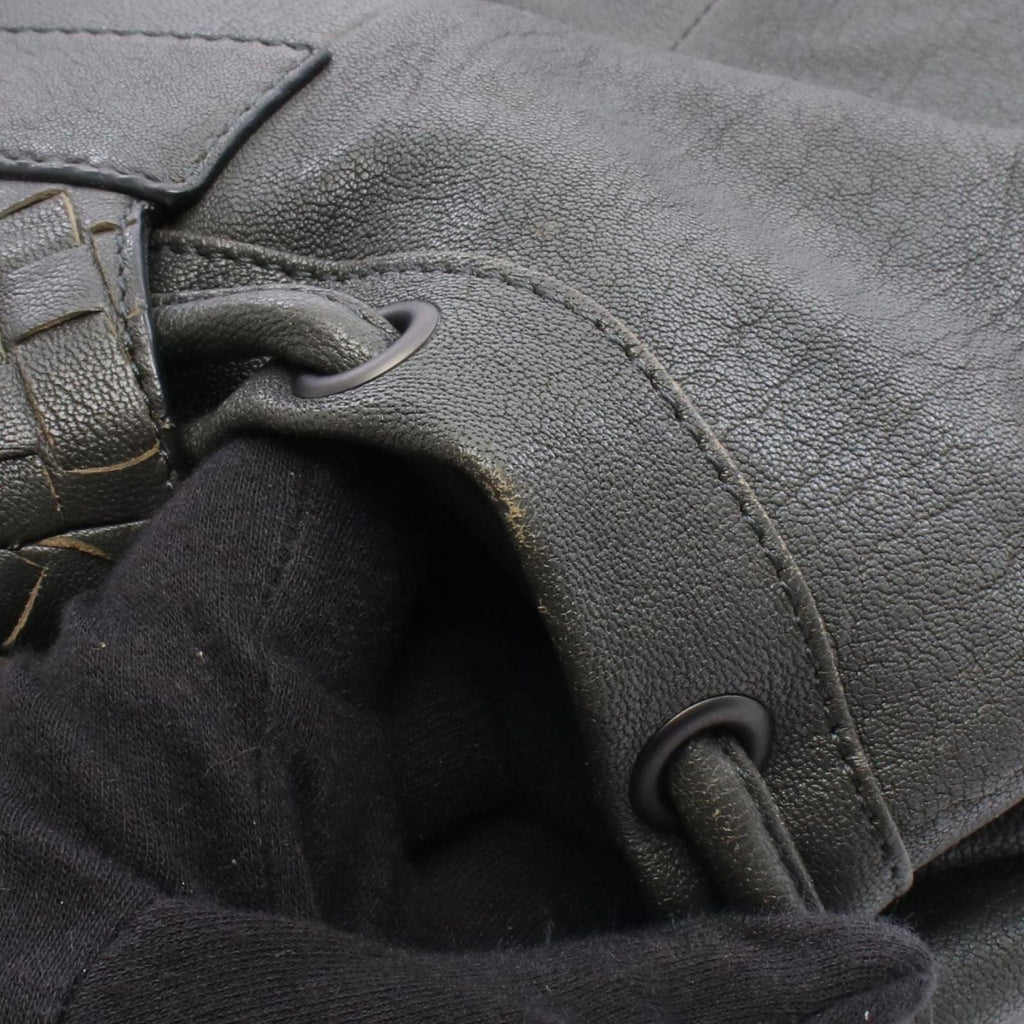 Bottega Veneta Backpack Intrecciato Gray Blue Leather