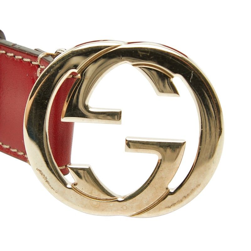 Gucci Interlocking Logo Buckle Belt Red Leather