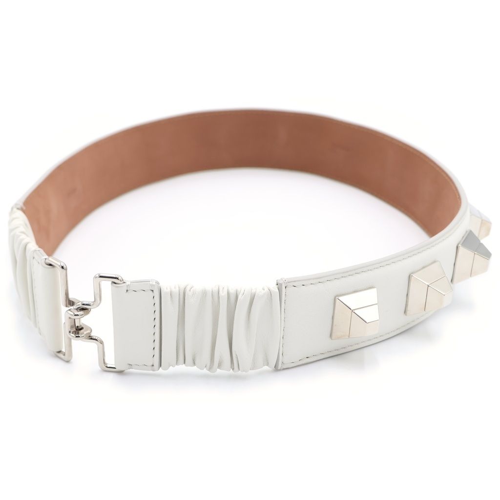Fendi Studd Belt Studded Leather White