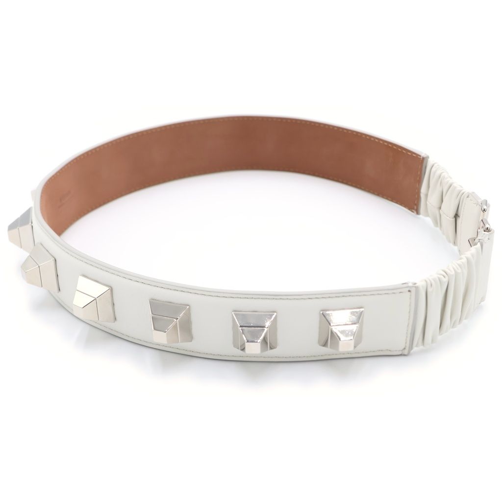 Fendi Studd Belt Studded Leather White