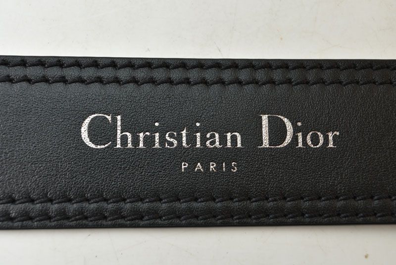 Dior Belt Leather Black Silver Business