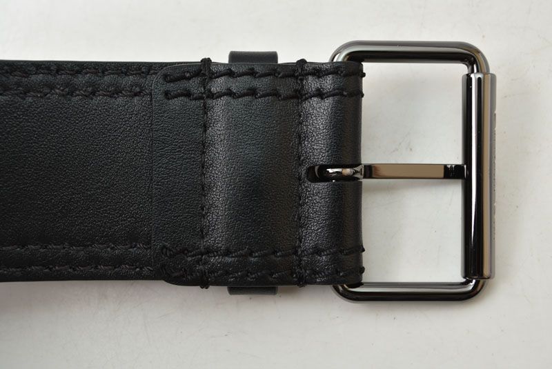 Dior Belt Leather Black Silver Business
