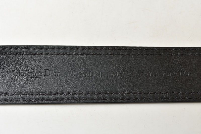Dior Belt Leather Black Silver Business