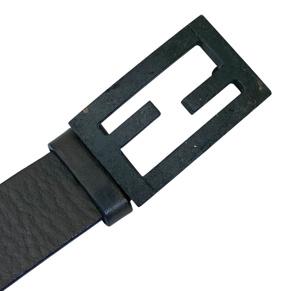 Fendi FF Logo Buckle Belt Leather Gray Practical
