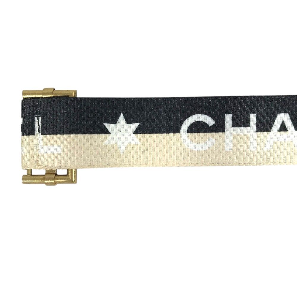 Chanel Belt CC Logo Canvas Leather Black