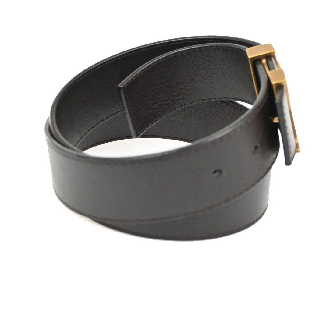 Louis Vuitton Belt Ceinture LV Initial 80 Brown Gold Leather