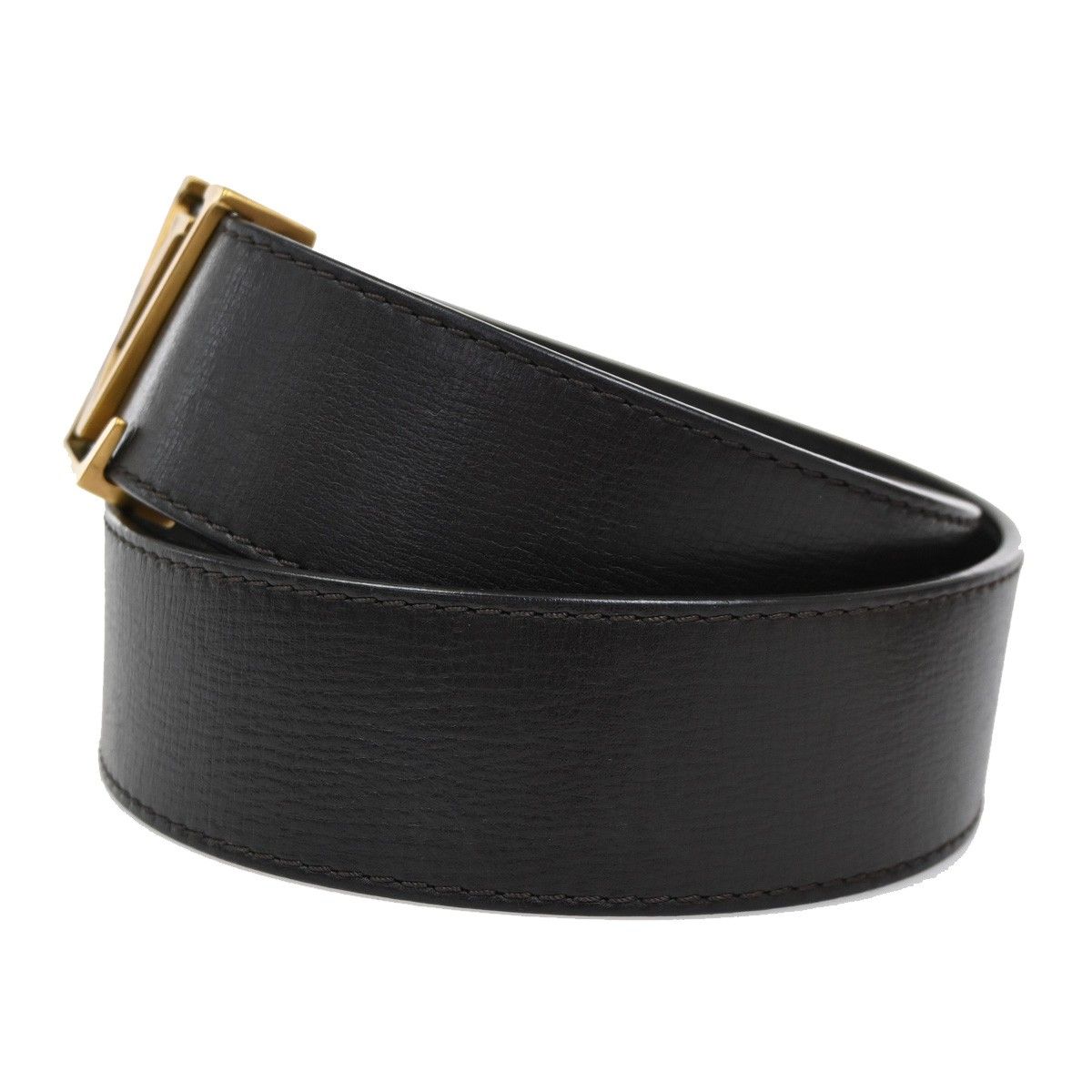 Louis Vuitton Belt Ceinture LV Initial 80 Brown Gold Leather