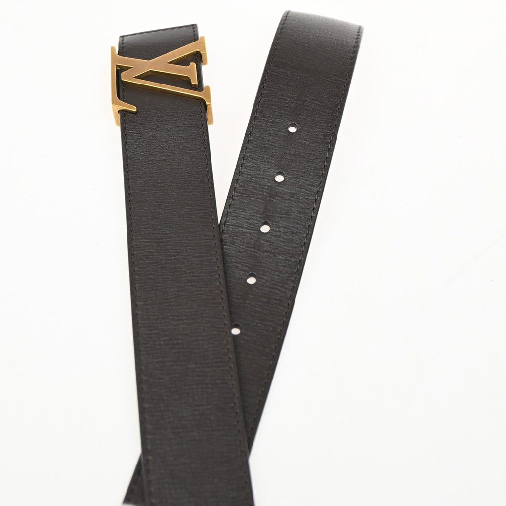 Louis Vuitton Belt Ceinture LV Initial 80 Brown Gold Leather