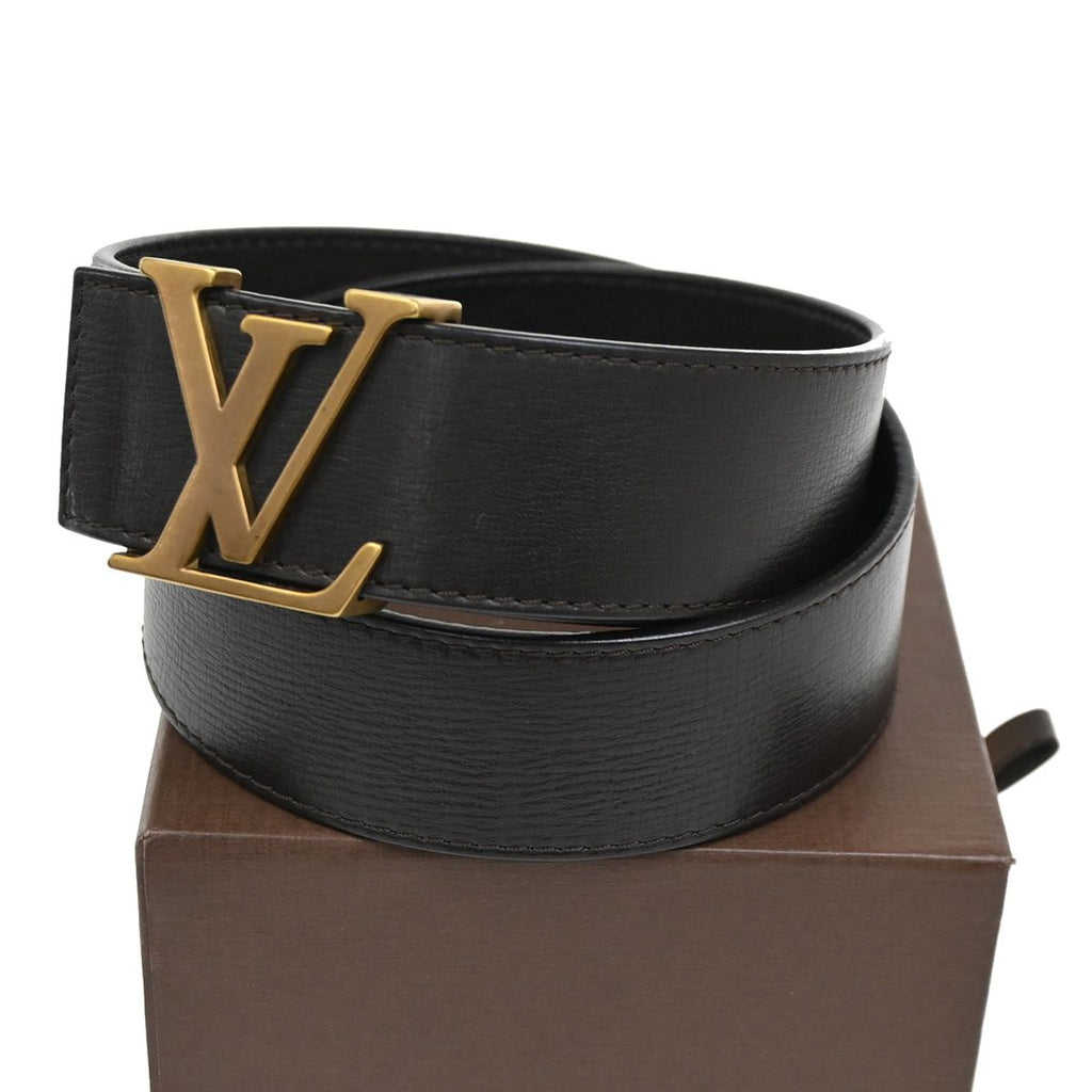 Louis Vuitton Belt Ceinture LV Initial 80 Brown Gold Leather