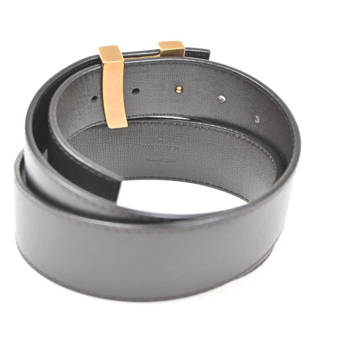 Louis Vuitton Belt Ceinture LV Initial 80 Brown Gold Leather