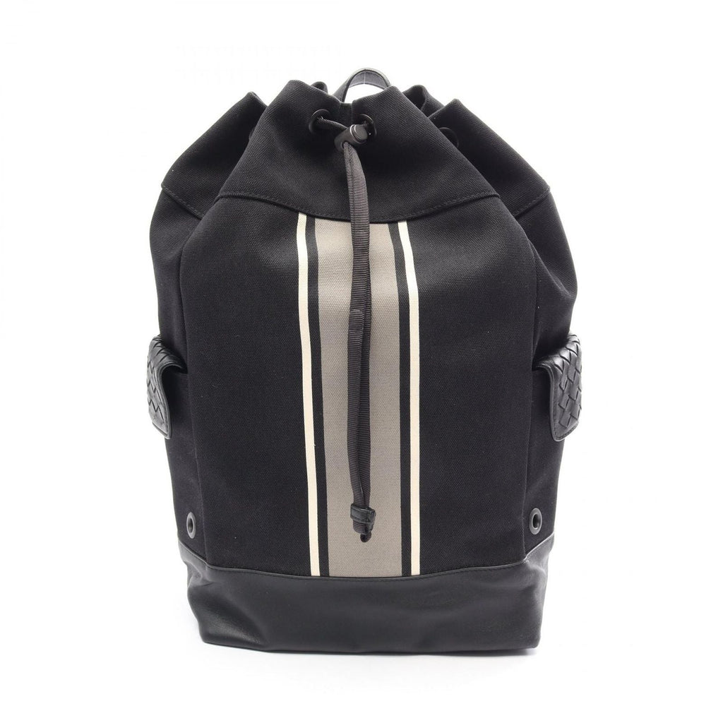 Bottega Veneta Backpack Intrecciato Black Gray White Canvas Leather