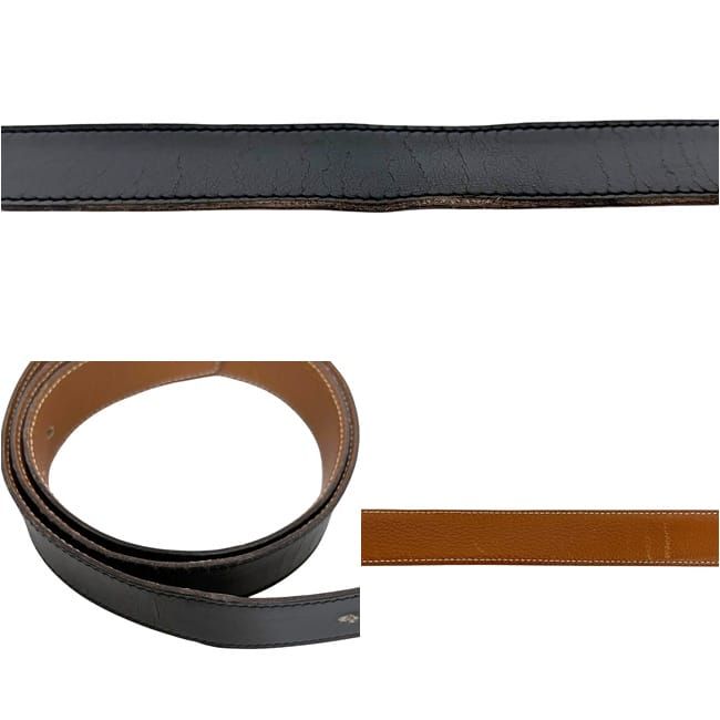 Hermes Belt Black Brown Evelyne Waist 94 30 Box Calf Togo Perforated Logo Buckle