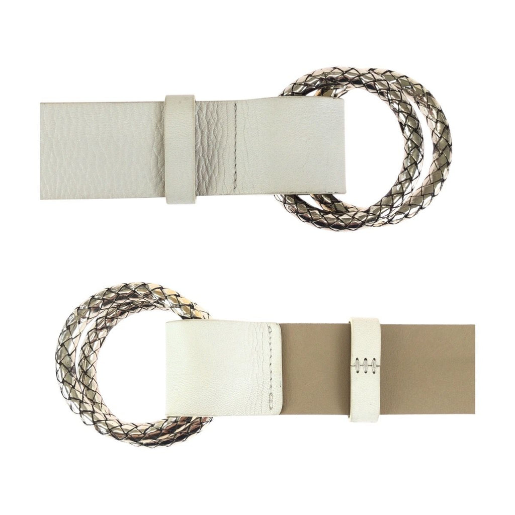Bottega Veneta White Silver Leather 925 Sterling Belt