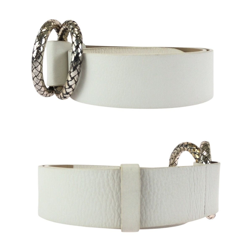 Bottega Veneta White Silver Leather 925 Sterling Belt