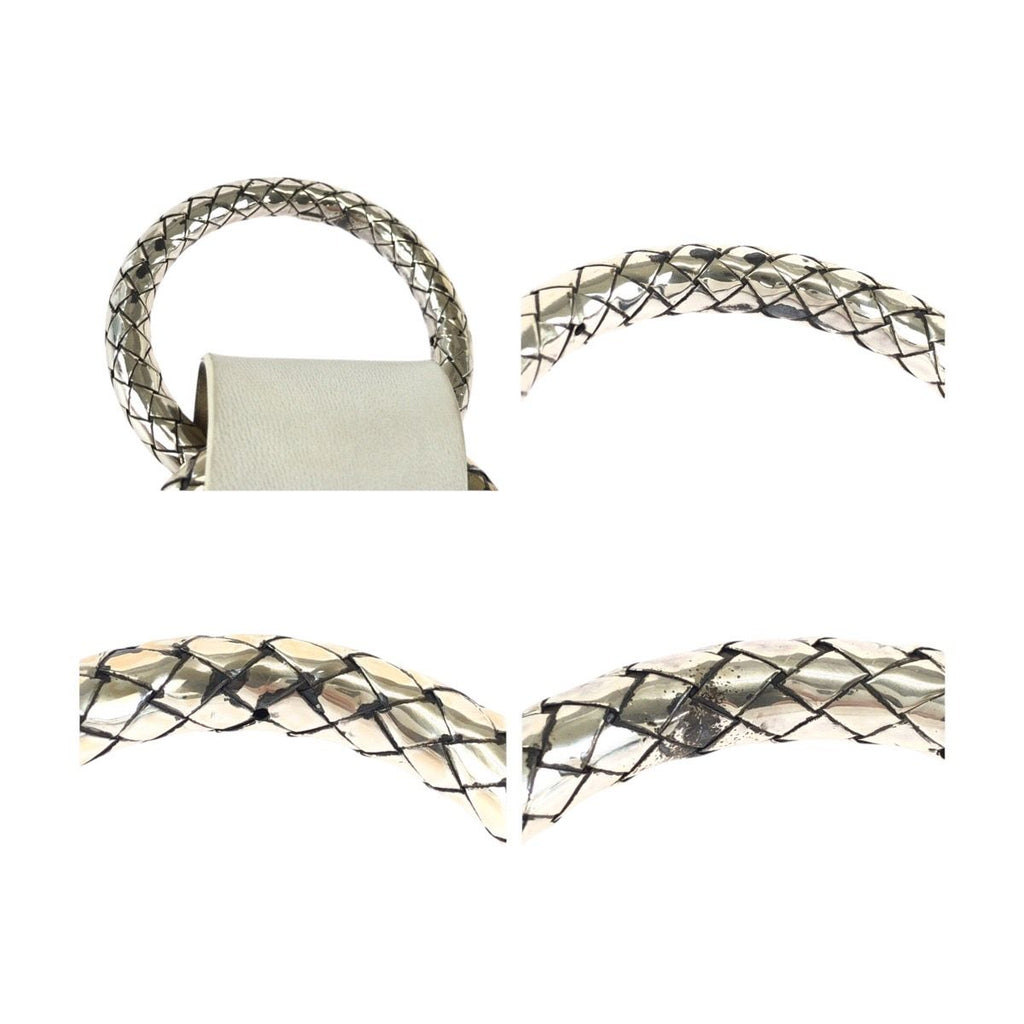 Bottega Veneta White Silver Leather 925 Sterling Belt