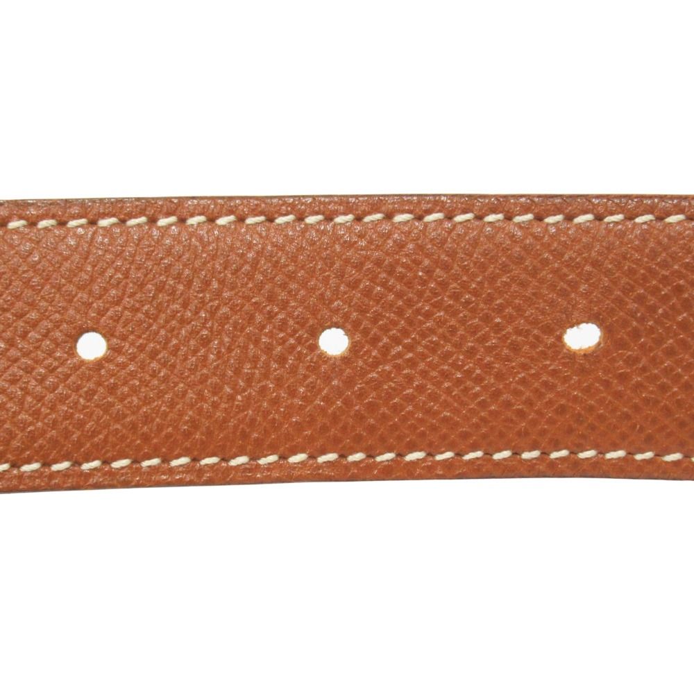 Hermes Horse Buckle Belt Courchevel Leather Vintage 72 Brown