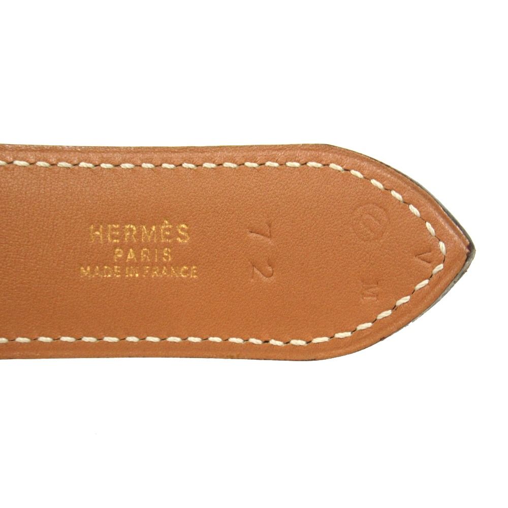 Hermes Horse Buckle Belt Courchevel Leather Vintage 72 Brown