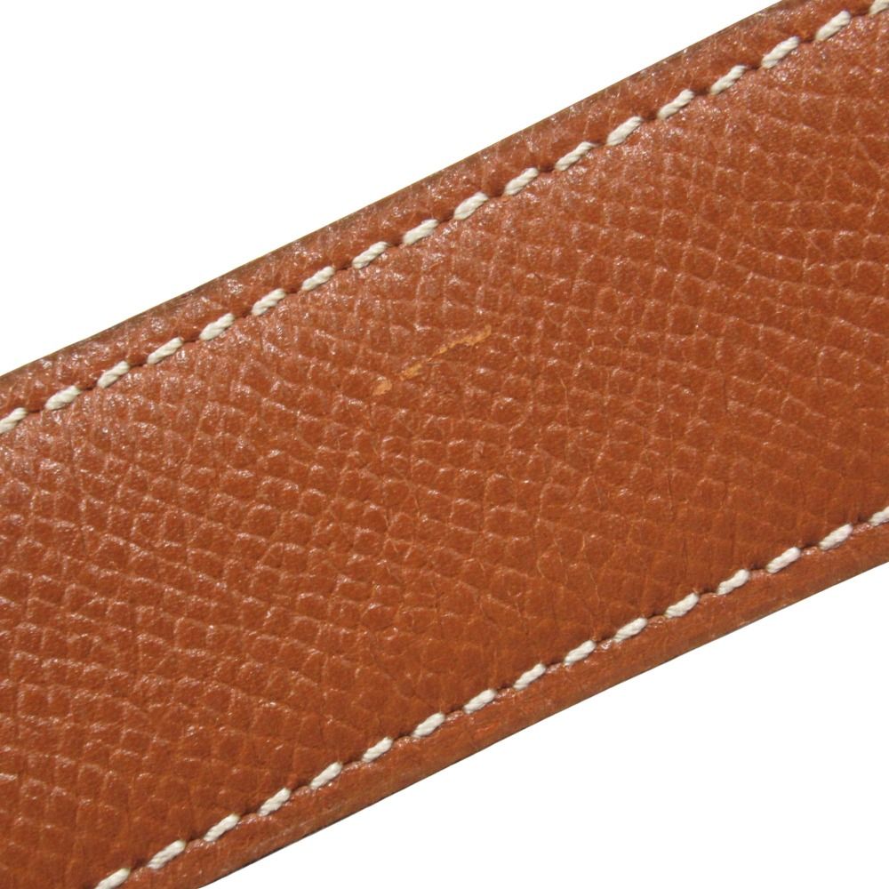 Hermes Horse Buckle Belt Courchevel Leather Vintage 72 Brown