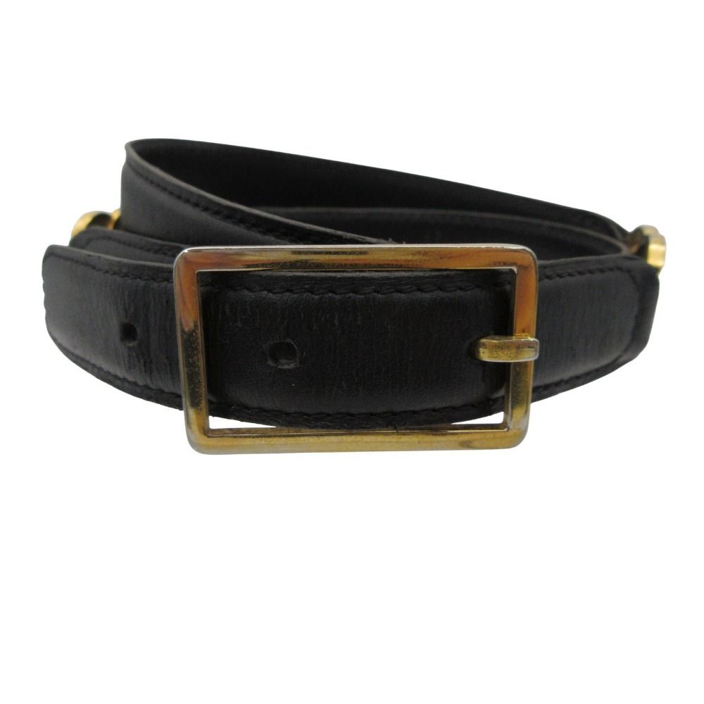 Chanel Belt CC Logo Cowhide Calf Leather Black Gold 65 26 Inch