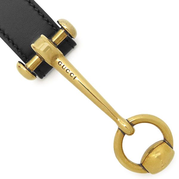 Gucci Belt Horsebit Skinny 80 32 Leather Black Gold