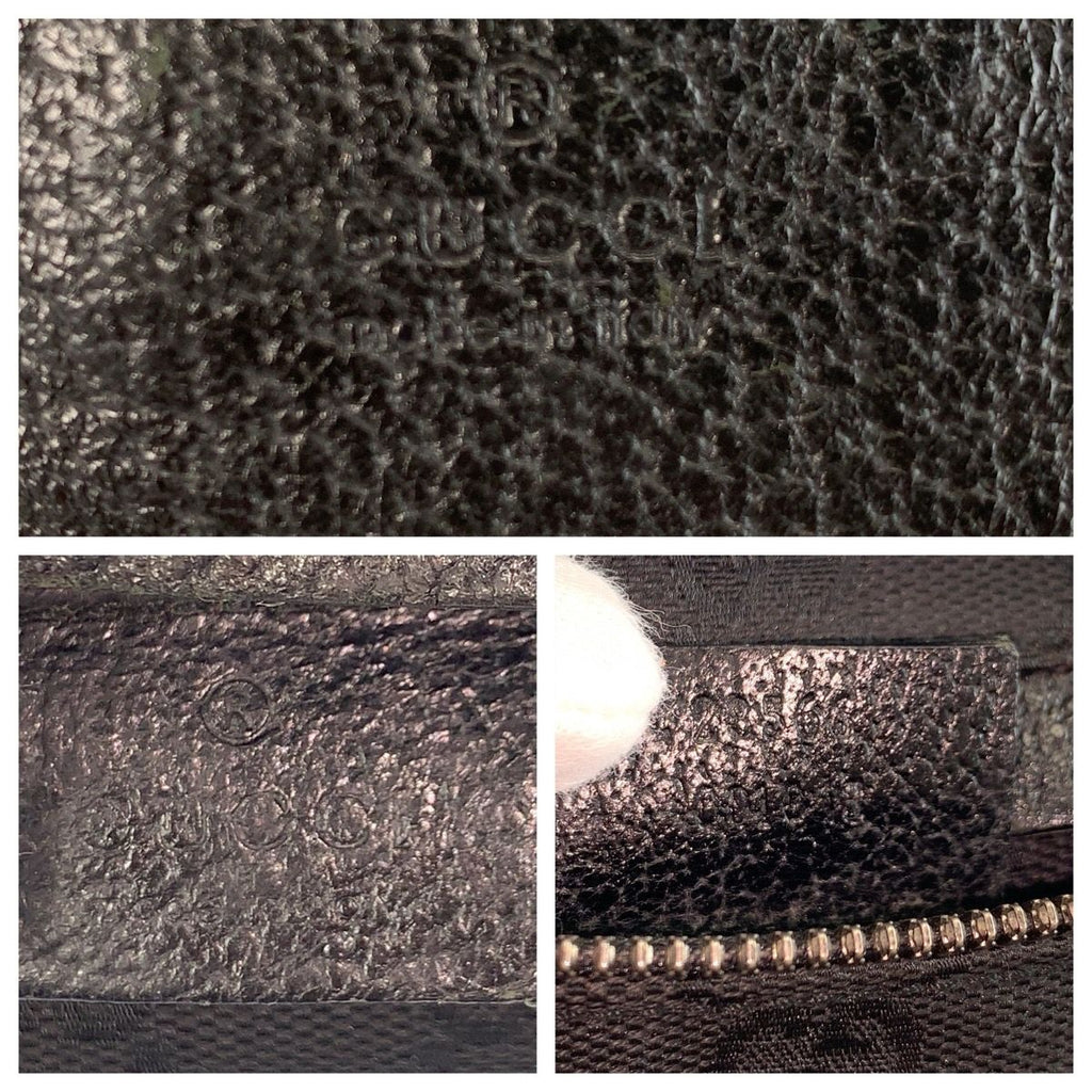 Gucci Black Silver GG Canvas Leather Belt Bag Waist Pouch