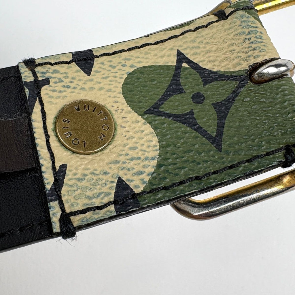 Louis Vuitton Ceinture Monogram Moflage Belt Takashi Murakami Leather Green