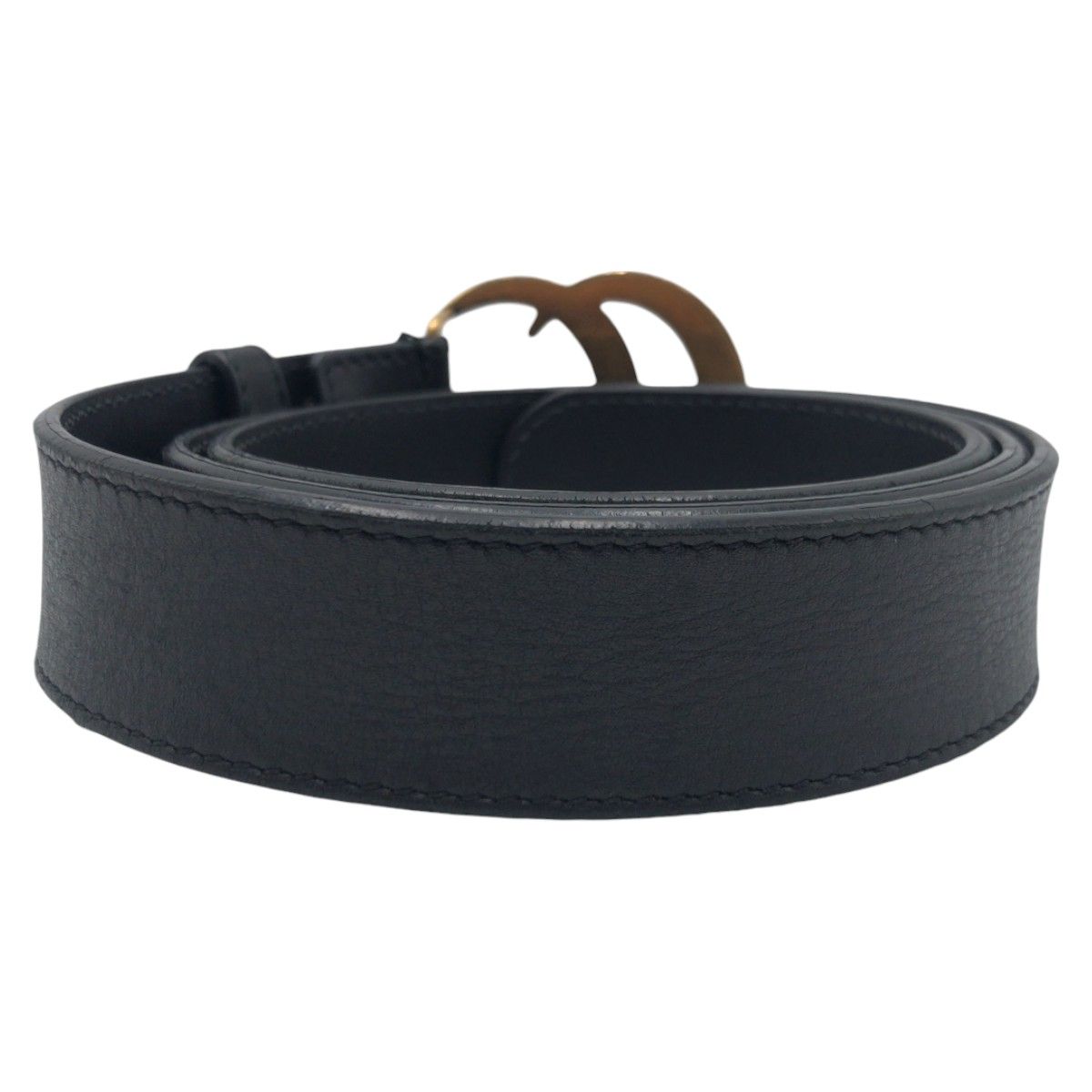 Gucci GG Marmont 80 32 Black Gold Leather Metal Belt Buckle