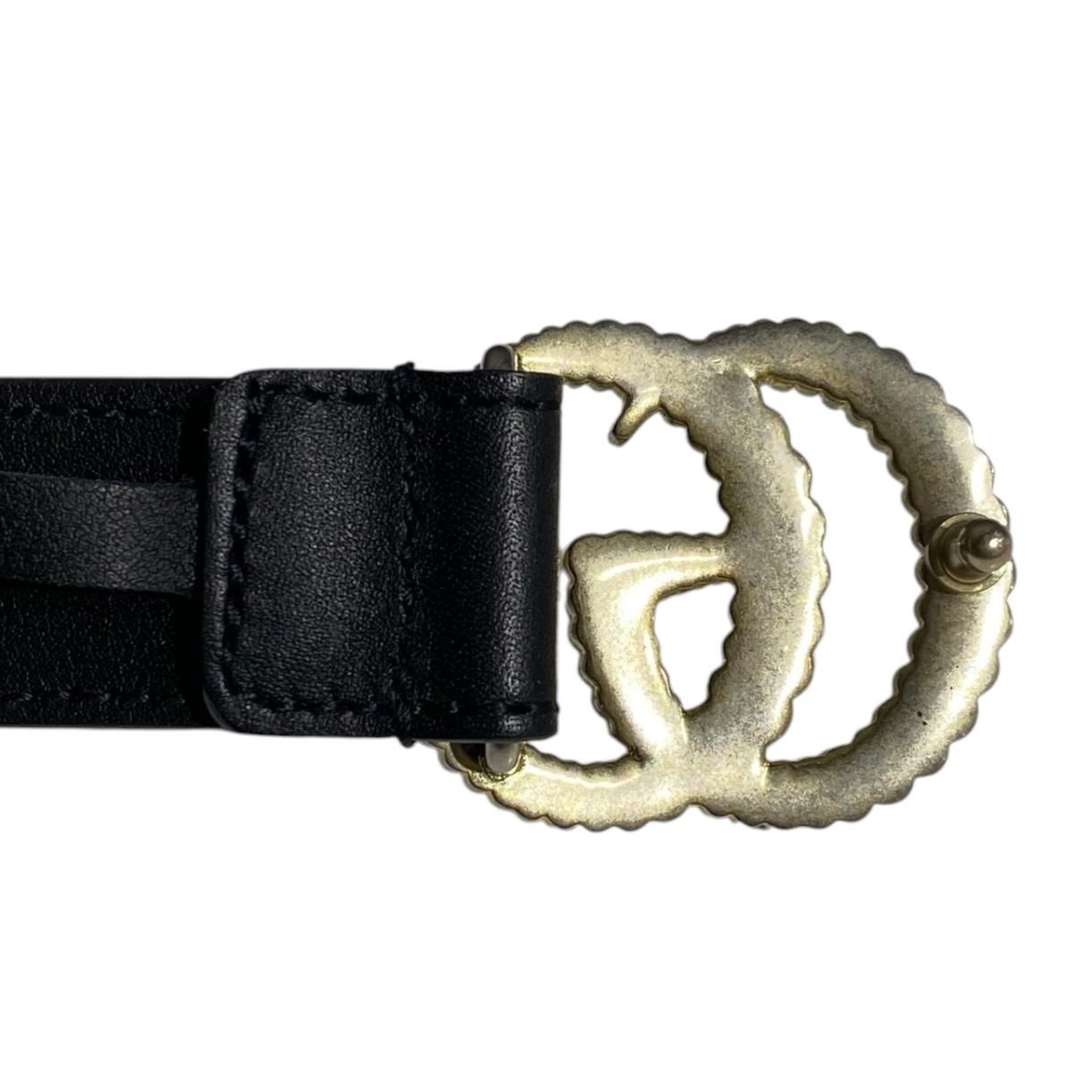 Gucci Belt GG Marmont Torchon Leather Black