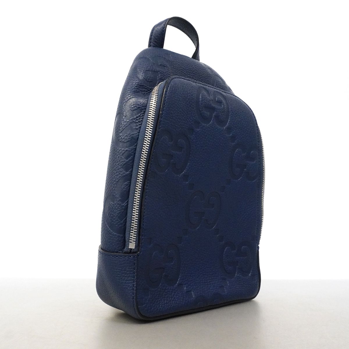 Gucci Belt Bag Jumbo GG Leather Blue Silver
