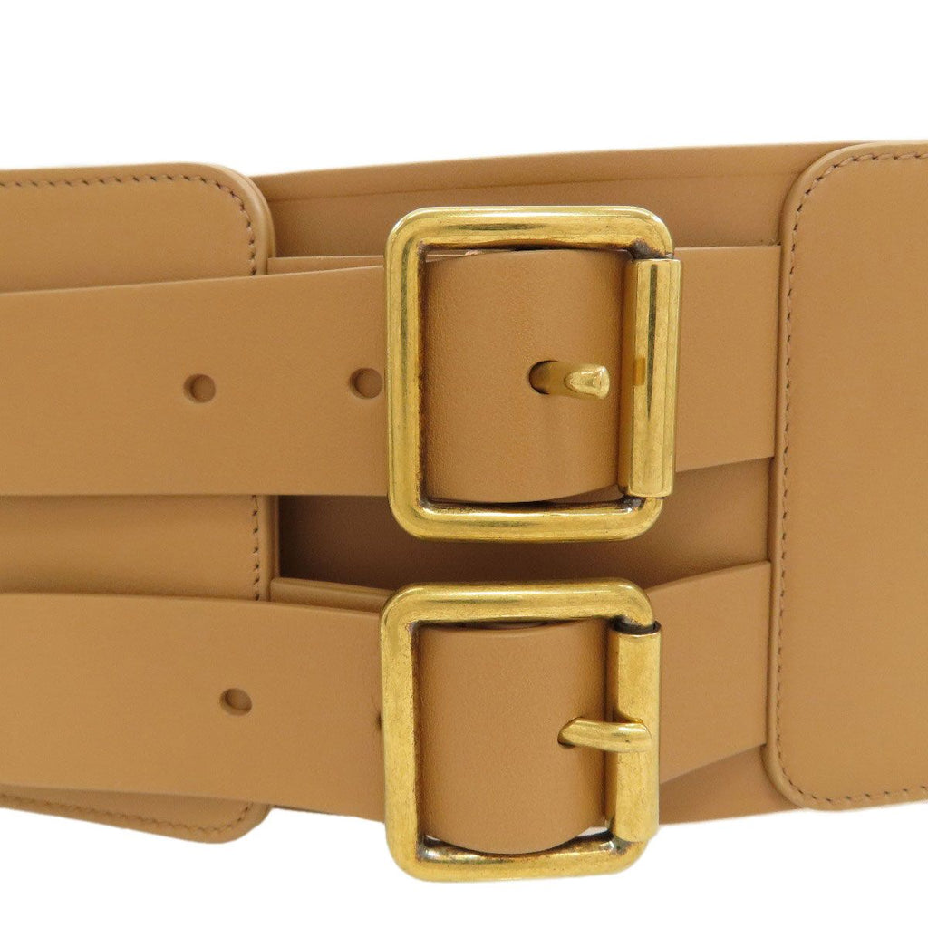 Dior Maxi Double Gold Buckle Belt Leather