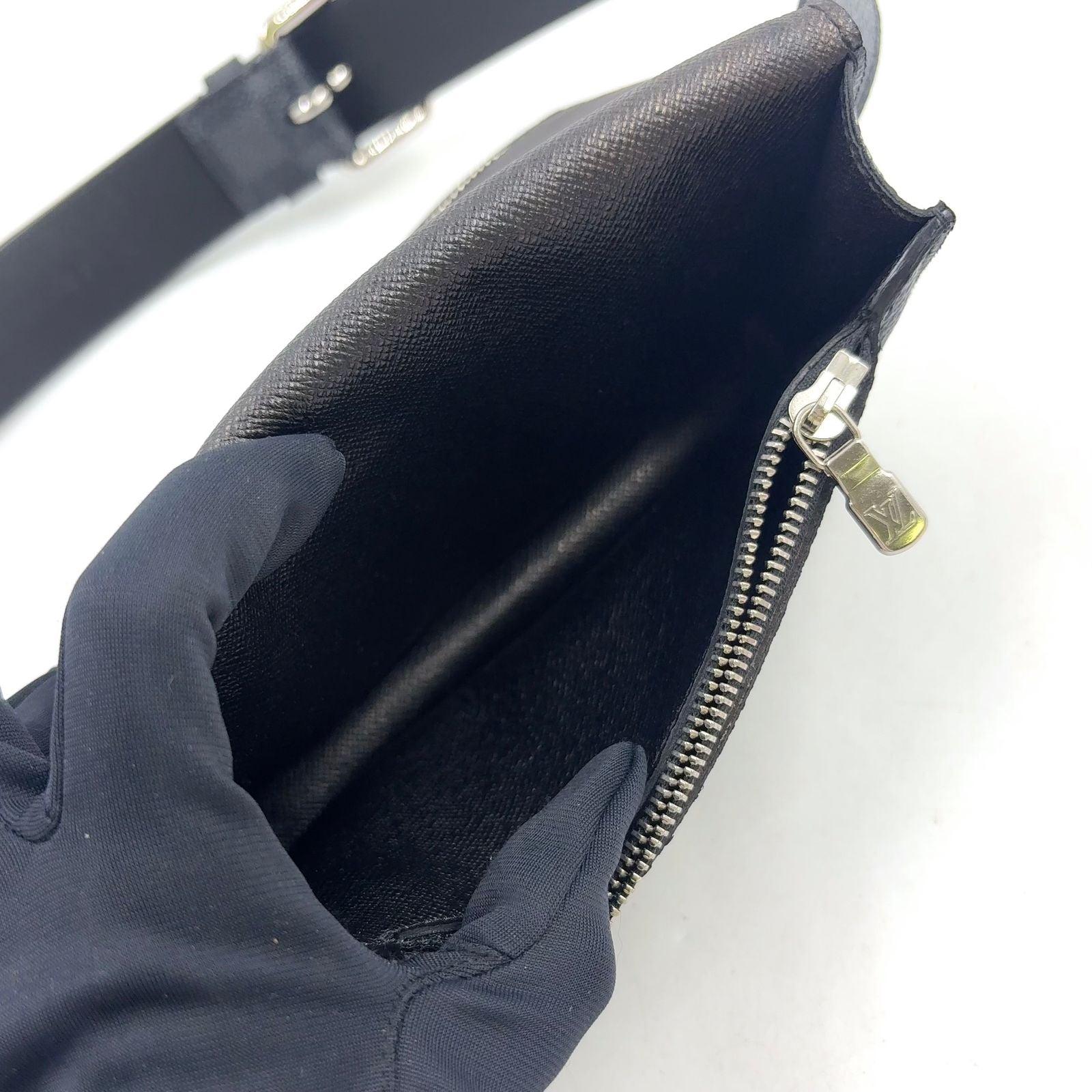 Louis Vuitton Ceinture Pochette Homme Damier Graphite Leather Black Belt Bag