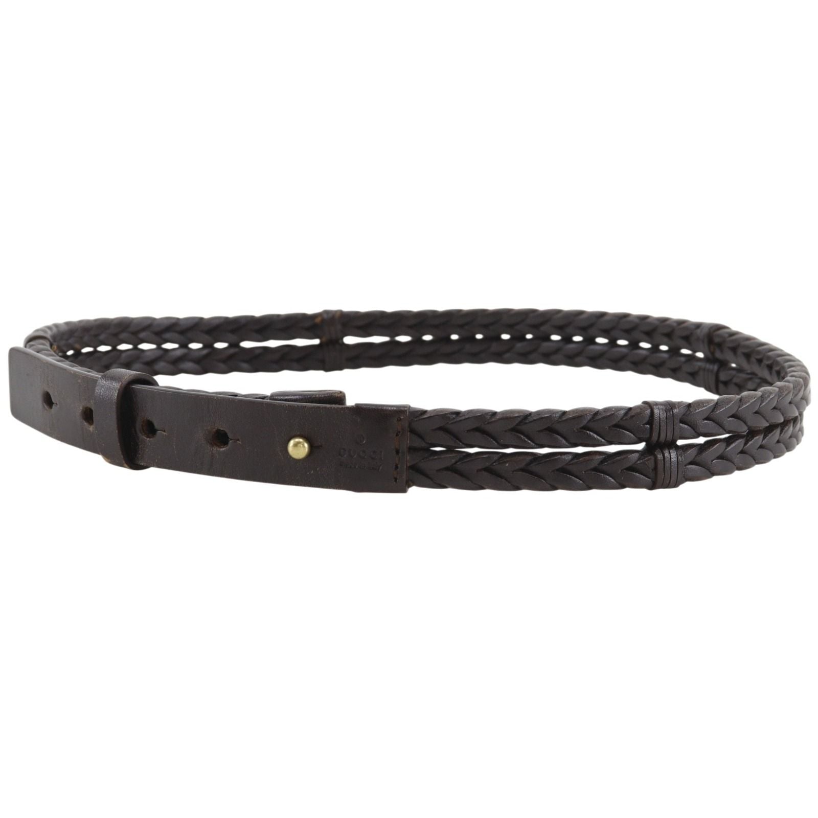 Gucci Mesh Leather Brown Belt