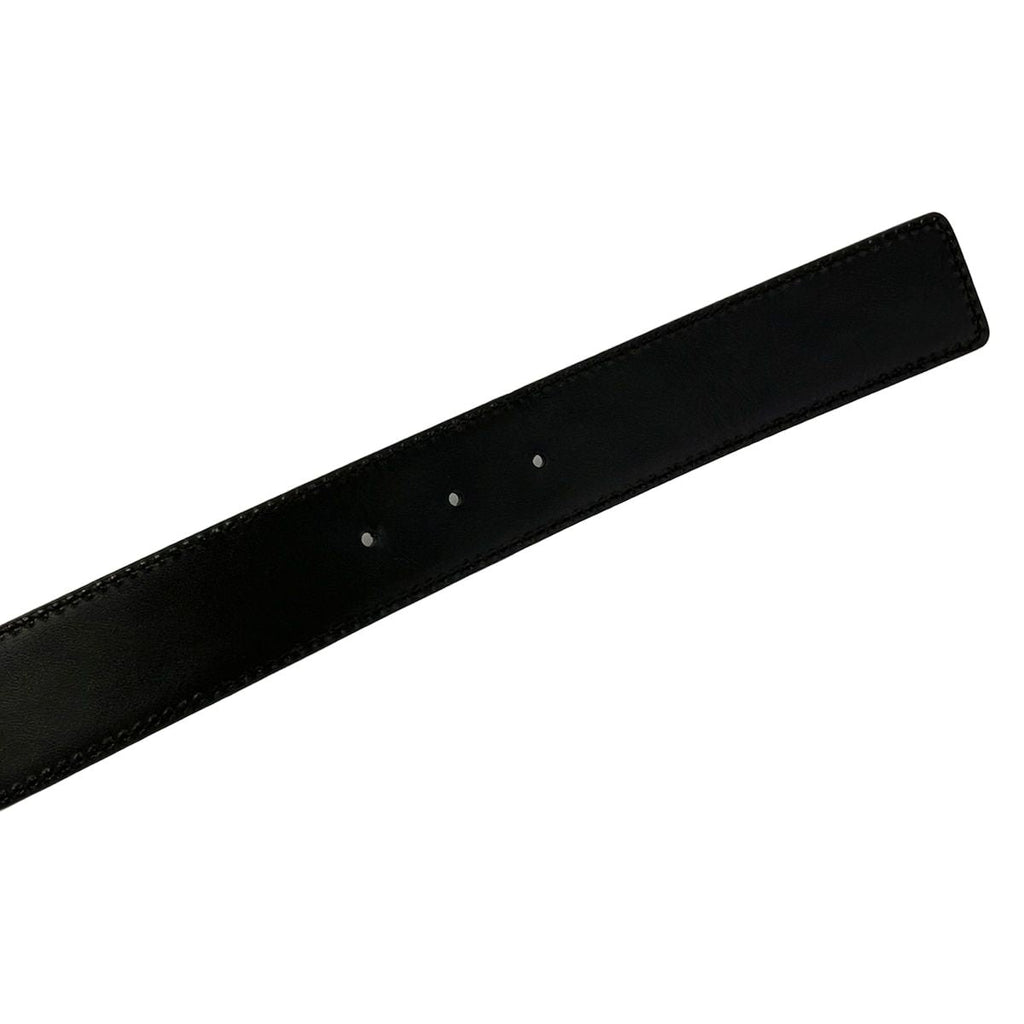 Gucci Belt 85 34 Dark Brown Silver Interlocking Guccissima Line Leather