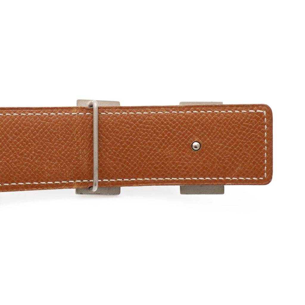 Hermes Belt Buckle Reversible Box Calf Veau Epsom Black Brown Silver 70
