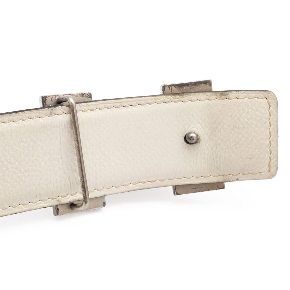 Hermes Belt Buckle Reversible Box Calf Veau Epsom Black White Silver 85