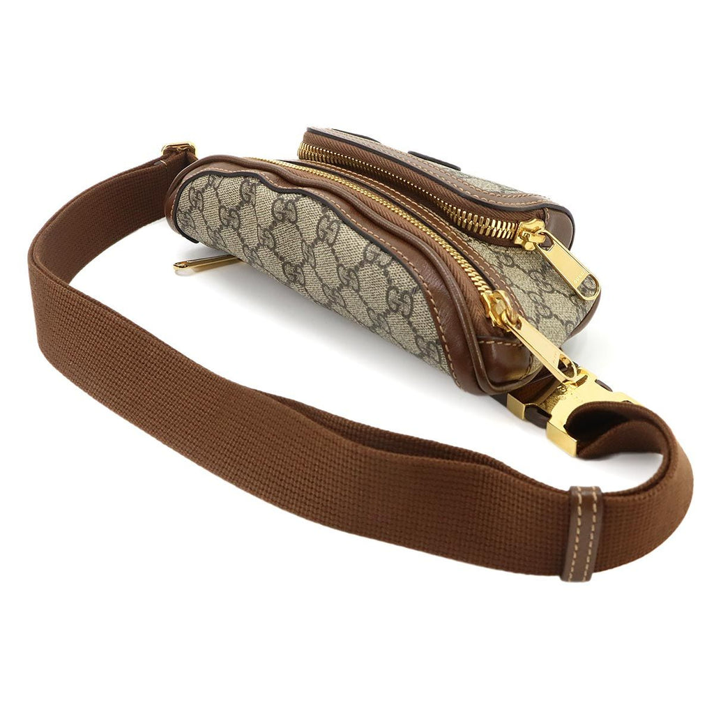Gucci Interlocking Belt Bag Waist Pouch GG Supreme Leather Beige Brown