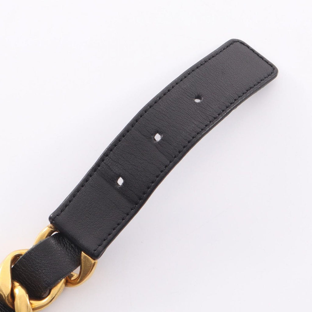 Chanel Belt Logo Chain Gold Leather Necklace