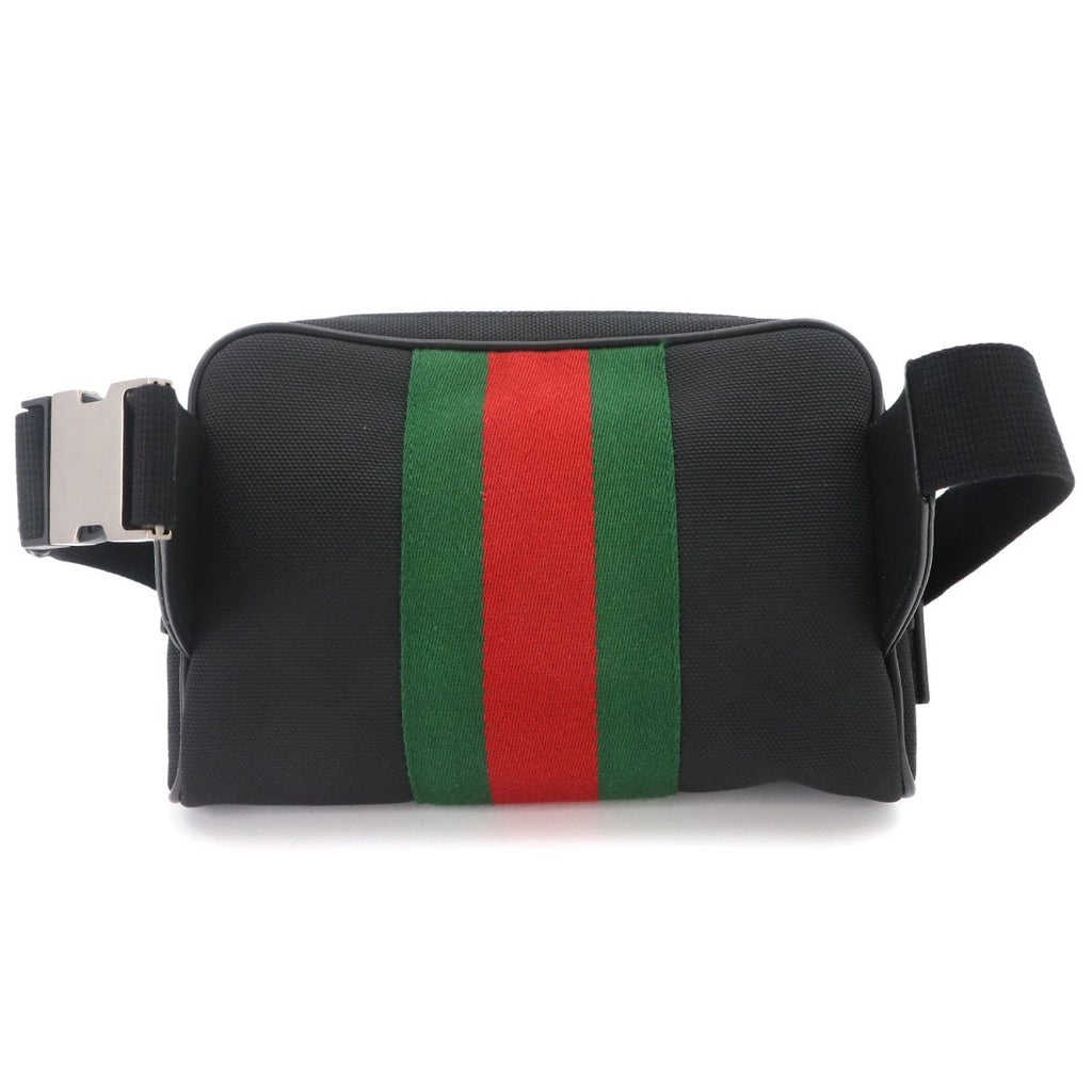 Gucci Sherry Line Belt Bag Canvas Leather Black Silver