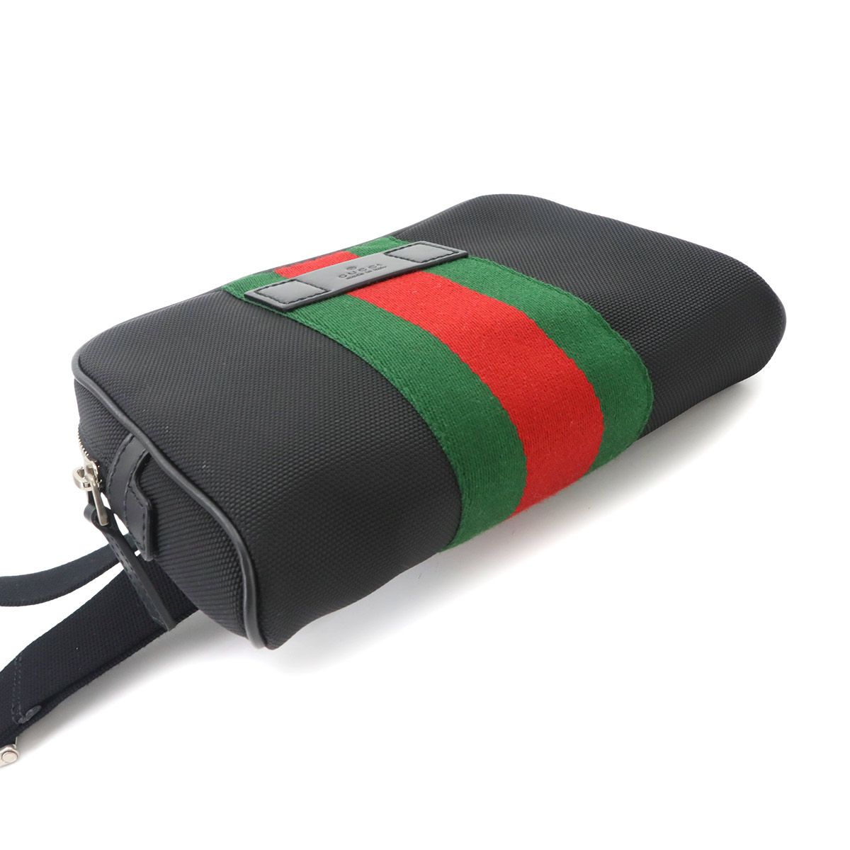 Gucci Sherry Line Belt Bag Canvas Leather Black Silver