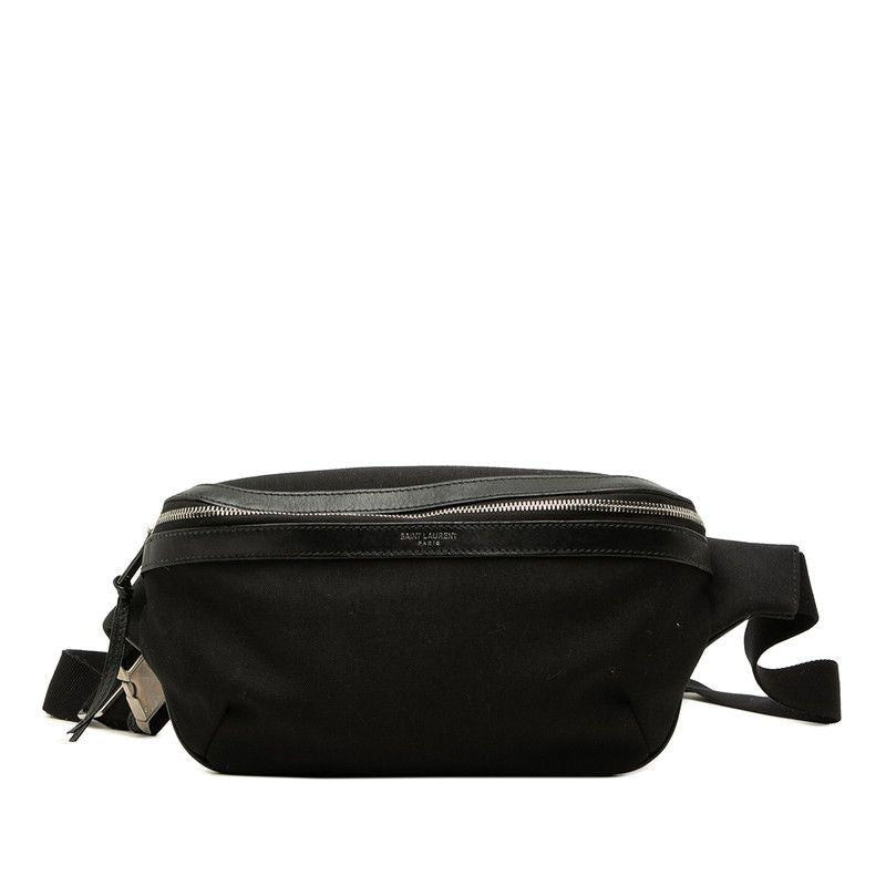 Saint Laurent Belt Bag Black Canvas Leather