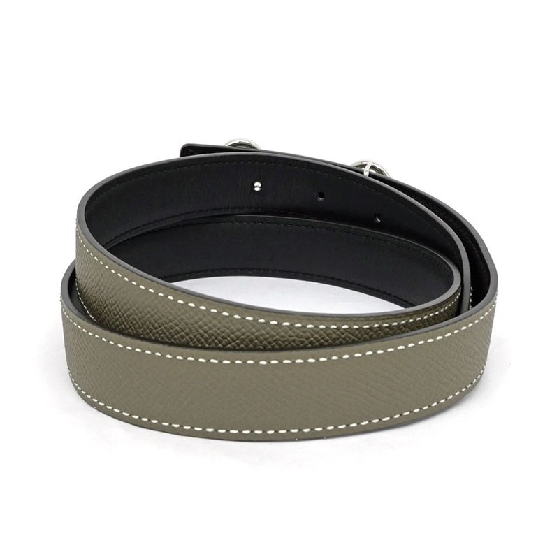 Hermes Elitage Belt 80 Black Etoupe Silver Hardware