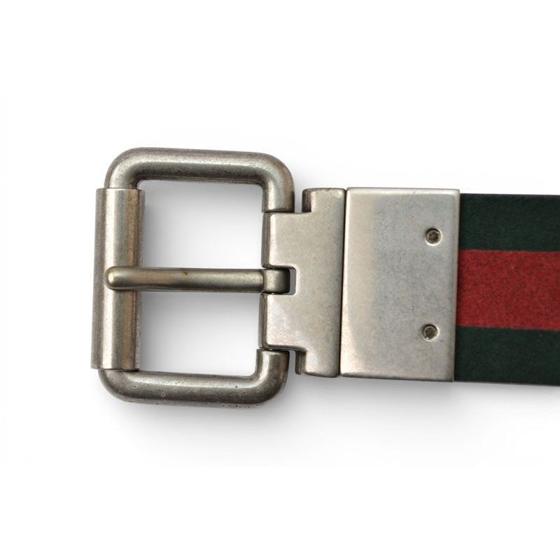 Gucci Belt Reversible 85 Leather Sherry Line Black Green Red