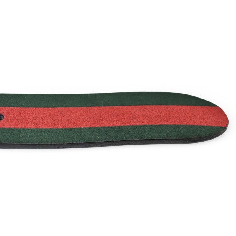 Gucci Belt Reversible 85 Leather Sherry Line Black Green Red