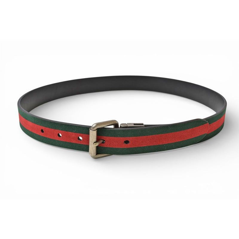 Gucci Belt Reversible 85 Leather Sherry Line Black Green Red