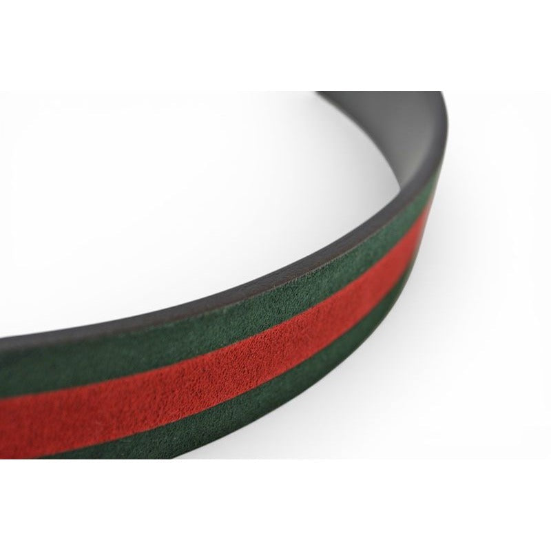 Gucci Belt Reversible 85 Leather Sherry Line Black Green Red