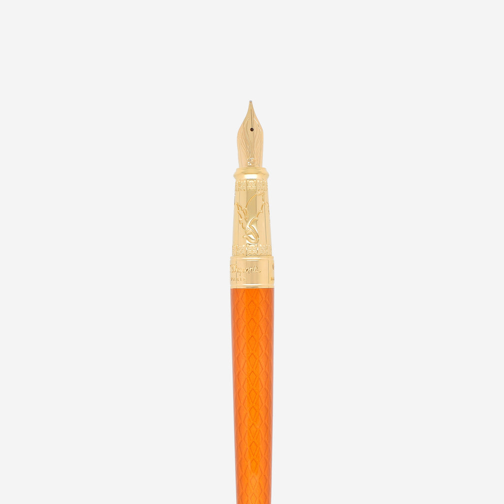 S.T. Dupont Line D Eternity Game of Thrones Fire Orange Yellow Gold Plated & Lacquer Fountain Pen 420037L