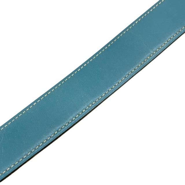 Hermes Serie Belt Leather Blue Jean Brown Silver Hardware