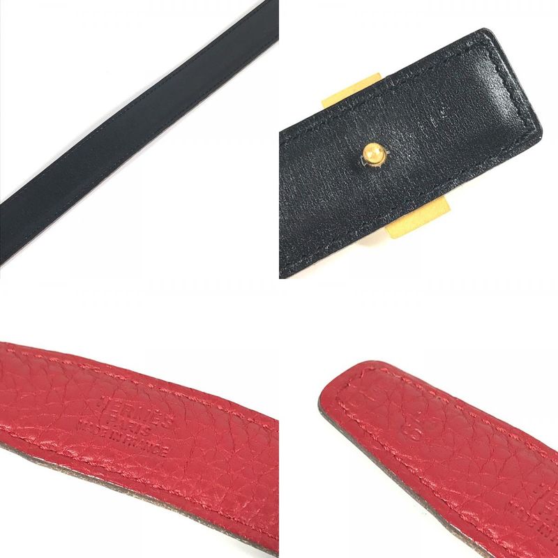 Hermes Belt H Constance Leather Red And Black